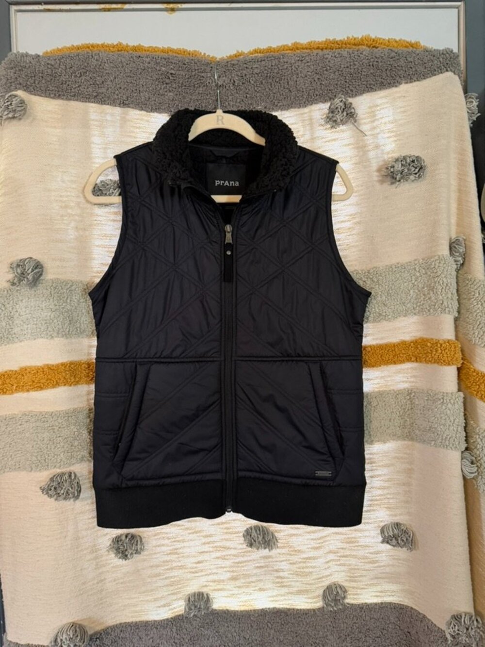prAna Esla Quilted Fleece-Lined Full Zip Vest | Black | Women's Size Small